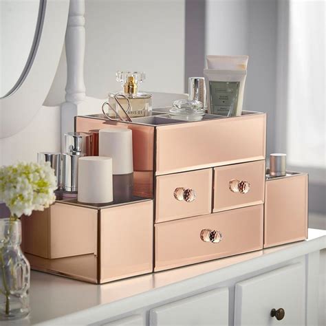 rose gold metal makeup box|Rose Gold Makeup Organizer .